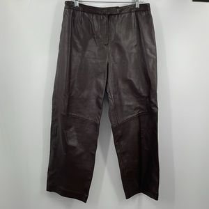 Vintage 90’s Amanda Smith Petite 100% Leather Chocolate Brown Pants Size 14 P
